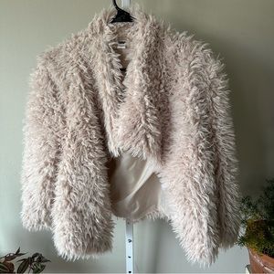 Fuzzy jacket with pockets cream off white beige